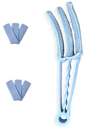 DIVCHI Jalousienreiniger Fensterrollo Staubwedelbürste Reiniger Werkzeug abnehmbar waschbar mit 2 Mikrofaserhülsen für Jalousien Klimaanlage Auto AC Entlüftung