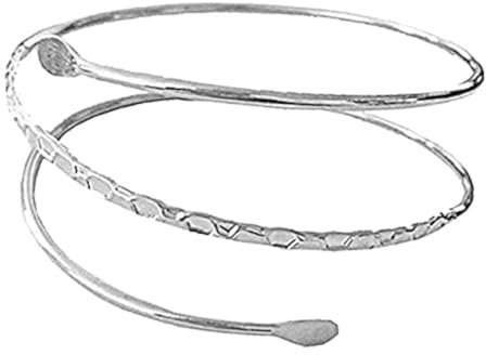 zalati Armkette Armmanschette Armbinde Armband Armband für griechisch-römischen filigranen Spiralwirbel Boho Obermanschette – Silber 9 cm/ 3,5 Zoll