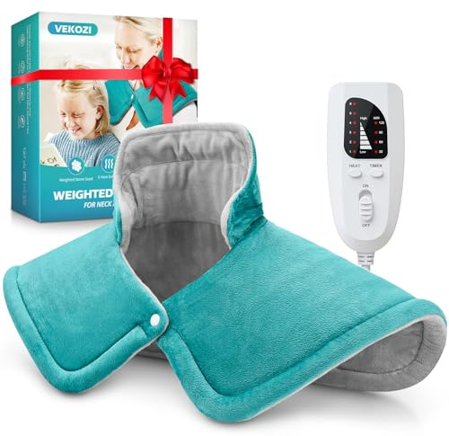 Neck and Shoulder Heating Pad, 2lb Weighted Neck Heating Pad for Back Pain Relief, 6 Heat Settings, 4 Auto Shut Off, Gifts for Women, Men,