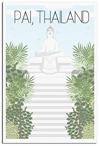 Thailand Pai Vintage Reiseposter Leinwand Wandkunst Poster Dekor Malerei Poster