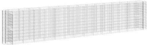 vidaXL Lit Surélevé à Gabion Parterre de Fleurs Support de Plante Jardinière Pot de Fleurs Jardin Terrasse Extérieur Fer Galvanisé 540x50x100 cm