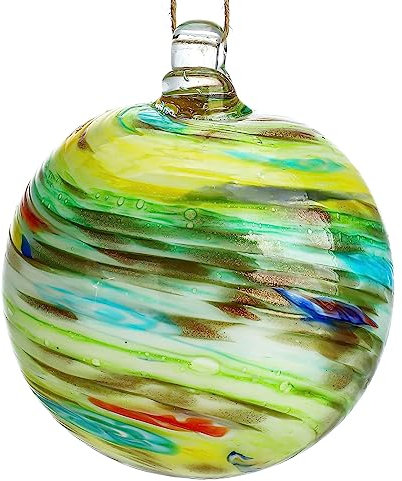 QFkris 10,2 cm geblasenes Glas Weihnachtsschmuck Kugel für Weihnachtsbaum, mundgeblasene Glasornamente, Gazing Balls Hexenkugeln Freundschaft Kugel Glas