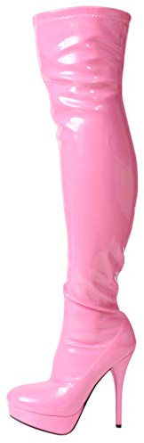 Tilly London New Womans Black Red White Pink Womans Stretch Patent Over The Knee Thigh High Heel Platform Stiletto Boots (Pink, uk_footwear_size_system, adult, women, numeric, medium, numeric_5)