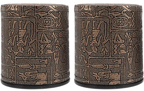 INOOMP Würfelbecher aus Leder, 2 Stück, antiker ägyptischer Stil, Würfel-Shaker, weiche Innenseite für Bar, Party, Farkle, Würfelspiele