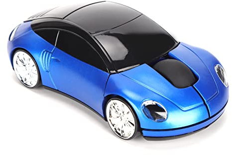 ASHATA Kabellose 2,4-G-Maus, Niedliche Automaus mit USB-Empfänger, Optische Mäuse mit 1600 DPI für PC, Computer, Laptop, Tablet, mit LED-Licht (Blau)