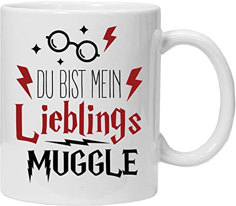 Tasse mit Spruch Du bist mein Lieblings Muggle | Kaffeetasse Teetasse Geschenkidee Geschenk | Tasse & Geschenkbox-Set (Weiß)