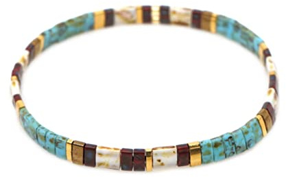 COOKOE Vintage-Armband für Damen, Miyuki-Tila-Perlen, Armbänder, Musterschmuck, Freunde, tolles Geschenk