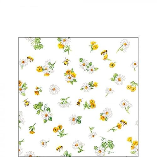 Ambiente - Papierservietten - Daisy All Over, Gänseblümchen, Bienen Frühling 25 x 25 cm