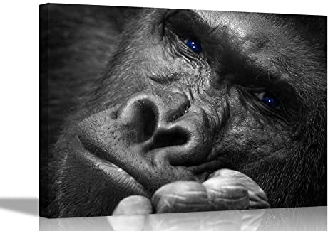 The Model Gorilla Leinwand-Kunstdrucke, Wohnkultur, Bilder, Tierkunstwerk, gerahmte und gespannte Natur, gerahmte Poster, 60 x 40 cm