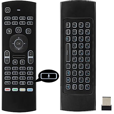 MX3 Air Mouse Control remoto de voz, 2.4G Multifuncional Blacklight Mini teclado inalámbrico Air Mouse remoto para Android Smart TV Box, 3-Gyro & Gsensor, proyector HTPC Mini PC, PS3/4 Xbox 360