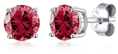 Philip Jones Sterling Silver July (Ruby) Birthstone Earrings Created with Zircondia® Crystals