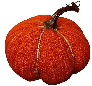 KAREN66 Künstliches Kürbissse Stoff Kürbis Herbstdeko Zierkürbis 13cm Orange Deko-Kürbisse Herbst Dekoration Herbstdekorationen Tischdeko Halloween Thanksgiving (D)