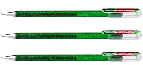 Pentel 3 Stück Hybrid Dual Metallic Glitter, Rot