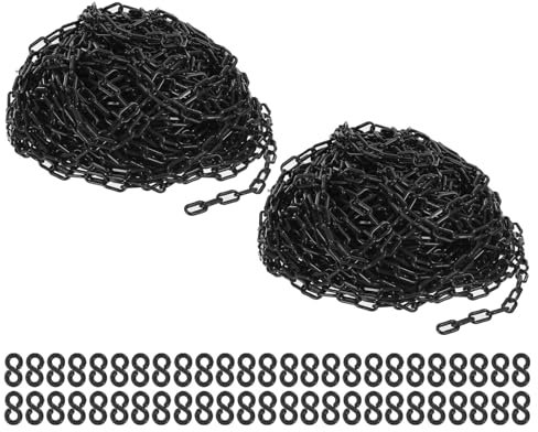 PATIKIL 120m Absperrkette Kunststoff mit 50 Kettenglieder Warnkette Plastikkette Sicherheitskette Plastik Dekorationskette von Flächen stabil für Absperrung, Schwarz