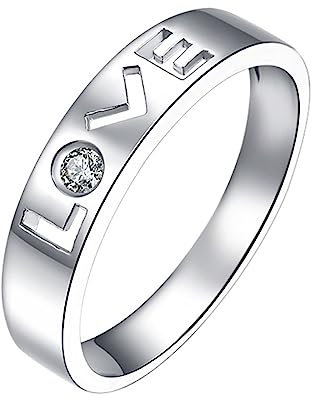 Eheringe 950 Platin, Herren Ringe Retro Solitär Love Labor Geschaffener Diamant Runde Form Weiß Trauringe Größe 57 (18.1)