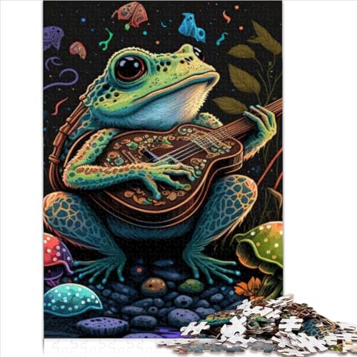 Puzzle für Erwachsene, Frosch spielt Banjo, 1000 Teile, Papppuzzle, Holzpuzzle für Erwachsene und Kinder ab 12 Jahren, Puzzle-Wanddekoration (50 x 75 cm)