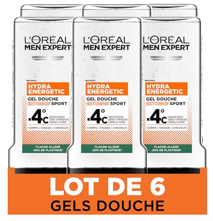 L'Oréal Men Expert Hydra Energetic Gel Douche Extreme Sport -3.8°c Sensation de Fraîcheur - Lot de 6 x 300ml