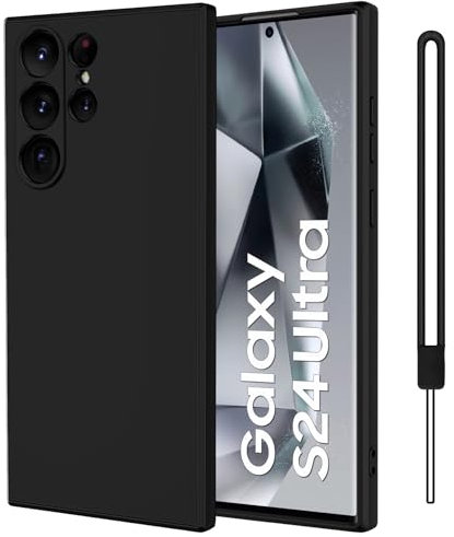 Qasyfanc Handyhülle für Samsung Galaxy S24 Ultra 5G Hülle, Soft TPU Silikon Case Ultra Dünn Microfiber Kameraschutz Rundumschutz Anti-Kratzer Hülle für Samsung Galaxy S24 Ultra - Schwarz