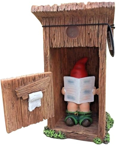 Veesper Lustige Zwerge für den Außenbereich Gartenzwerge unangemessene freche Zwergstatue aus Kunstharz Zeitung lesend in der Toilette lustige Zwerg-Schreibtisch-Ornamente