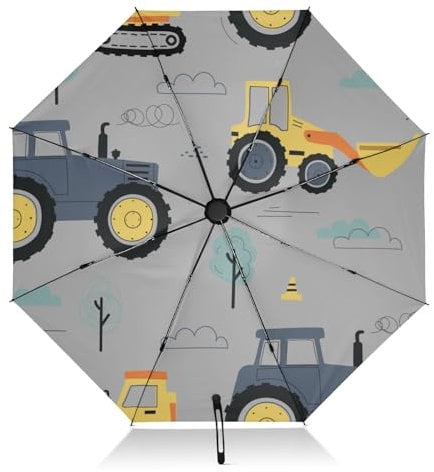 FRODOTGV Kompakter Regenschirm für Traktoren, Fahrzeuge, zusammenklappbar, umgekehrt, Reiseschirm für Regen, Regen, 8 Rippen, groß, winddicht, UV-Regenschirm, Automatik für Damen