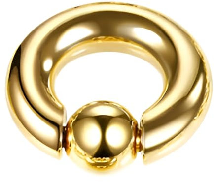 Decentraland 1 Stück Gold 4G Edelstahl Nase Septum Ohrringe Nippel Captive Bead Ring Federkugel Ringe Werkzeug Oberfläche Piercing Schmuck für Männer und Frauen 12–16 mm