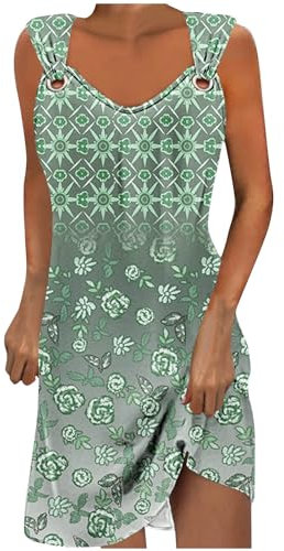 Abito Estivo da Donna Allentato con Scollo a V a Abito Cinturino Spaghetti Abiti da Donna Elegante Abito da Spiaggia Bohémien Vintage Abiti per la Primavera e L'Estate Leggera Confortevole e Economico