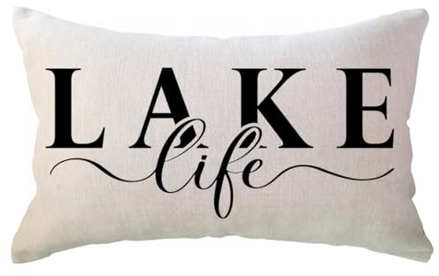 ULOVE LOVE YOURSELF Lendenwirbel-Kissenbezug, Landhaus, Sommer, dekorativ, für Sofa, Couch, Veranda, 30,5 x 50,8 cm, Beige