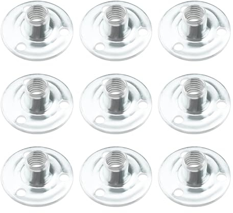 eMagTech 50 Stück T-Muttern mit 3 Löchern M8 T-Mutter Verzinkte Platte T-Mutter Zum Einschrauben T-Mutter mit Runder Basis T-Mutter für Möbel Deckenobjekte Aufhängung