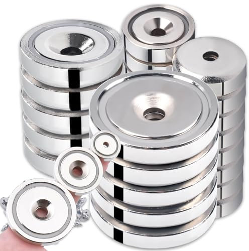 DGDUBRB 25 Stück Neodym Magnete mit Loch, 3 Verschiedene Größen Rund Magnete Stark mit Loch, Starke Magnete zum Schrauben, Aufhängen An Der Wand T-ZH-01