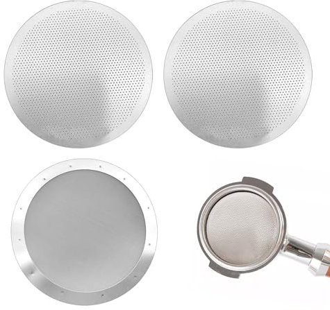 3 filtri da caffè, in acciaio inox, filtro estrazione, filtro per macchina da caffè, filtro a maglia fine, filtro rotondo, accessori per macchine da caffè