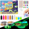 YAOZUP Nachtleuchtendes Steine Bemalen Set für Kinder, 10 Stück Steine zum Bemalen Set mit 10 Farbfarben und Aufkleber, Kreativ Steinmalerei, Rock Painting, Bastelset Spielzeug Kinder 4-12 Jahre