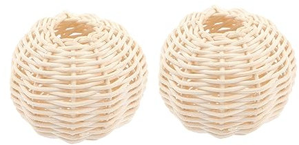 HOMSFOU 2 Stücke Woven Rattan Lampe Schatten Decor Wicker Leuchte Für Wohnzimmer
