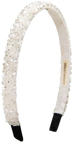 Alpenflüstern Trachten-Haarreif Glitzerperlen schmal - Damen Haarschmuck, Haarband rutschfest fürs Dirndl (klar) ADV150