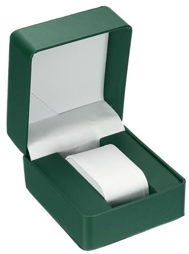 QUARKZMAN Uhrenbox Einzel PU Leder Uhr Reisekoffer Schmuck Aufbewahrungskoffer Organizer mit abnehmbarem Kissen, Quadratische Uhrenkasten Armband Uhren Halter für Herren Damen (Grün)