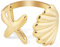 Mikovivi Seestern Muschelring, Goldener Seesternring Edelstahl Muschelring Verstellbar Künstlerisch Seesternschmuck für Sommer Strand Frauen Alltag Geschenk
