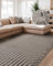 Interiyou Teppich Wohnzimmer Lecce - 200x290 cm Hellgrau - Für Schlafzimmer, Esszimmer, Kinderzimmer - Kurzflorteppich skandinavisches Boho Muster - Hoch-Tief Effekt - Flach mit Geometrischem Muster