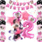 Mouse Geburtstagsdeko 2 Jahre Mädchen, Themed Geburtstag Deko Party Deko Kinder mit Luftballons, Happy Birthday Banner, Cartoon Geburtstagsdeko für Mädchen, Kindergeburtstag Party Supplies