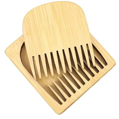 Schnurrbartkamm für Männer aus Sandelholz, Beige, Kleiner Bartkamm