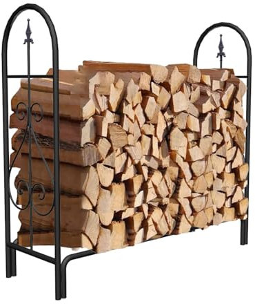 Support de bûches de bois de chauffage extérieur for cheminée, supports de stockage de tas de bois de chauffage for terrasse de patio, support de bûches en métal, empileur de bois en acier tubulaire,