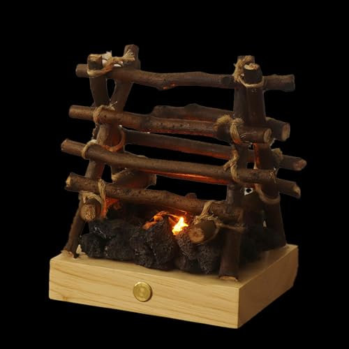 LED Fireplace Logs | Fake Fire Night Light Touch Control, 3 Modes Adjustable - Pretend Campfire LED Fake Fire Pit Firewood Lamp for Bar Home Table Centerpiece, Christmas Decorations