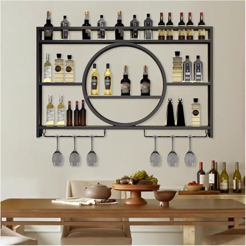 Meuble A Vin,etagere Micro Ondes Four,support Mural De Rangement Cuisine Porte Bouteilles Et Bouchons Etagere Barre Douche Sans Percage Bar Salon D Angle(Size:120 * 15 * 80cm,Color:Noir)