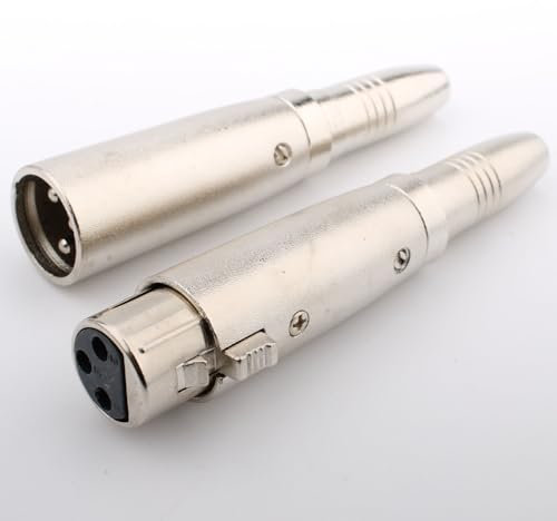 VISSQH 2 Piezas XLR de 3 pines Conectores,micrófono Conectores toma de audio,XLR 3 pines a 6,35mm adaptador conector,enchufe de cable de micrófonoconvertidor de conector 6,35mm a XLR