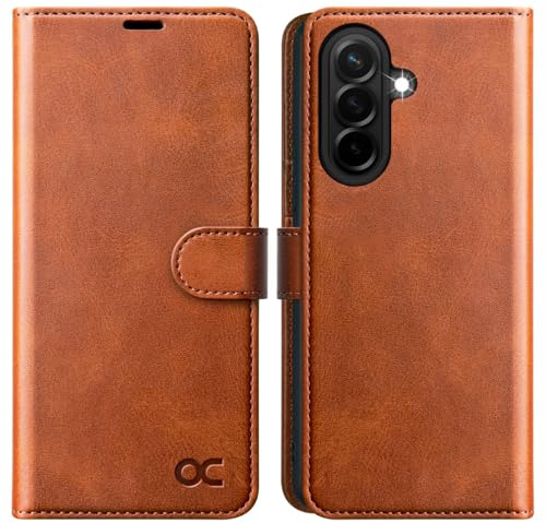 OCASE Hülle für Samsung Galaxy A56 5G Premium Lederhülle Braun | Handyhülle Klappbar RFID Schutzhülle Tasche Magnet Kartenfach Standfunktion Klapphülle Schutzhülle