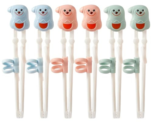 Palillos de Entrenamiento para Niños, Xiuyer 6 Pares de Palillos de Entrenamiento para Principiantes para Niños Bebé Principiante Adulto, Palillos de Entrenamiento para Niños(Pingüino)