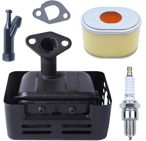 Mtanlo Ensemble d'échappement Silencieux pour Honda GX120 GX160 GX200 168F 4HP 5.5 HP 6.5HP Moteur,Silencieux avec Bougie d'allumage de Démarrage Capuchon Bougie Fendue Filtre à Air