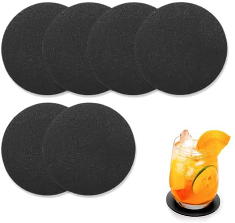 GHPKOTW 6 Verres Dessous De Verre, Dessous De Verre Double Face Dessous De Verre De Boisson Antidérapant Dessous De Verre En Cuir Similicuir Dessous De Verre Aspect Cuir（Fonc）