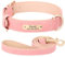 SEOUGEE Ensemble collier et laisse personnalisés en cuir pour chien de petite, moyenne et grande taille - Collier rembourré et souple pour chiens de petite, moyenne et grande taille (taille XL, rose