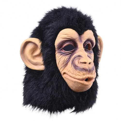 Générique Couvre-Chef Singe Adulte, Masque Animal Masque Chimpanzé Noir Pour Halloween Cosplay Costume Masque En Latex Adulte Masques En Latex De Singe Casque Tête D'animal Créatif