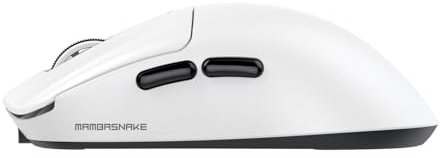 MAMBASNAKE M3 39g SUPERLIGHT Mouse, PixArt PAW3395PRO Gaming Sensor, BT/2.4G Wireless/Wired Gaming Mouse, 6 Adjustable DPI up to 40000, 200 Hrs Battery, Office Mice for Win11/Xbox/PS/Mac (White)