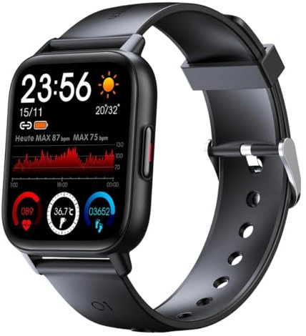 gardpro Gard Pro Health Smartwatch 2,Fitness Tracker mit Herzfrequenzmessung, Kalender, Kamera-Steuerung, Schrittzähler, Schlafanalyse, kompatibel mit Android & iOS (Schwarz)